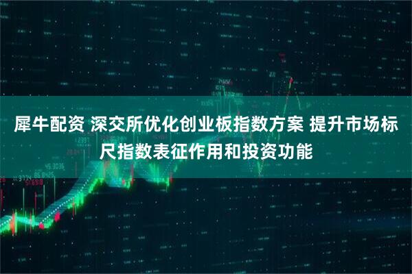 犀牛配资 深交所优化创业板指数方案 提升市场标尺指数表征作用和投资功能